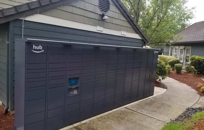 St Marys 24-Hour Hub package lockers located outside of clubhouse