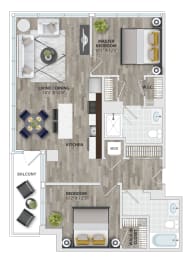 2 beds, 2 baths, 1,006 sqft, $2,967