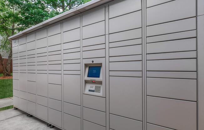Amazon Hub package locker at Ashley Oaks Apartments in Greensboro, North Carolina