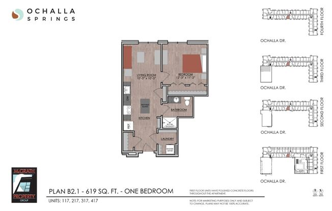 1 bed, 1 bath, 619 sqft, $1,450, Unit 117