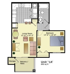 1 bed, 1 bath, 600 sqft, $1,425