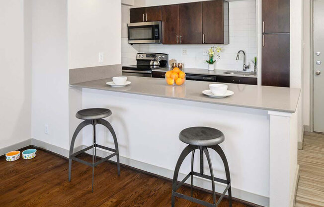 Gourmet Kitchen With Island at Memorial Towers Apartments, The Barvin Group, Texas