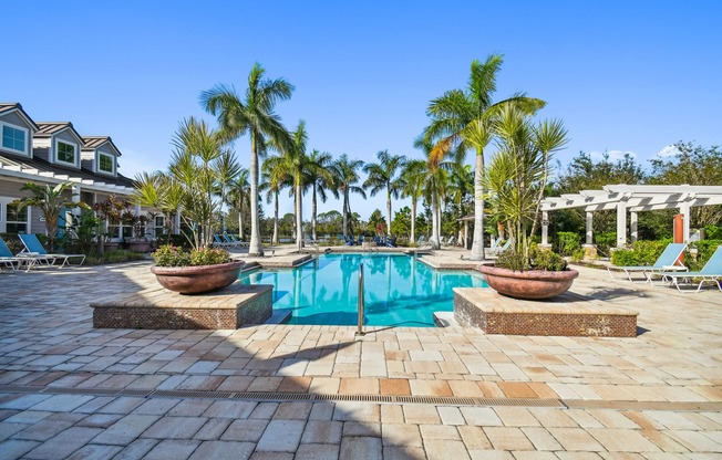 Pool and courtyard on a sunny day