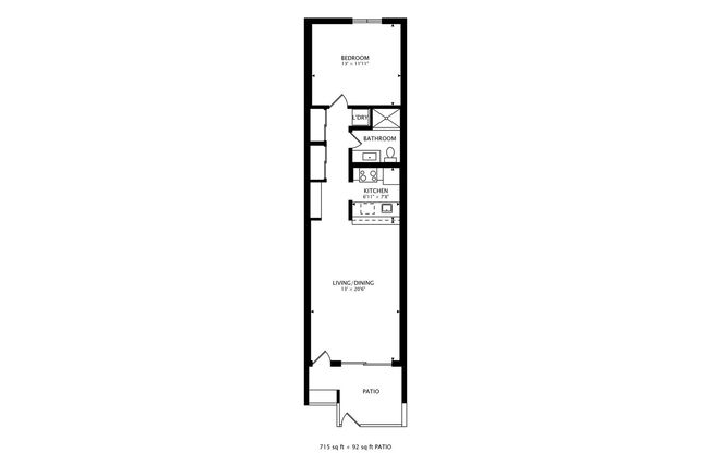 1 bed, 1 bath, 751 sqft, $2,245, Unit F115
