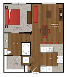 1 bed, 1 bath, 726 sqft, $1,611