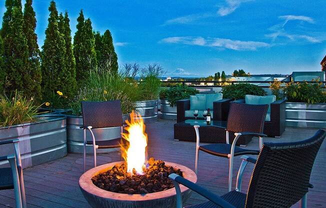 Outdoor Living Area Fire Pits at The Corydon, Seattle, Washington