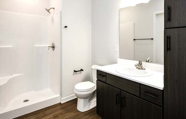 Studio, one two and three bedroom apartments and townhomes featuring open concept floor plans, dens, large windows, stainless steel appliances, quartz countertops, eat-in kitchens, pantries, LVT flooring and much more at The Trails at North Streams in Omaha, NE