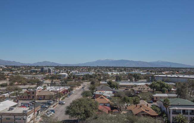 an aerial view of a city