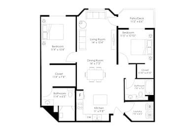 2 beds, 2 baths, 1,206 sqft, $1,840