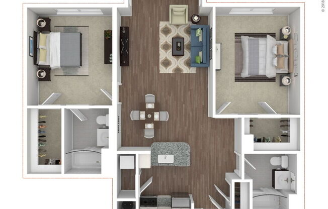 2 beds, 2 baths, 1,020 sqft, $2,970
