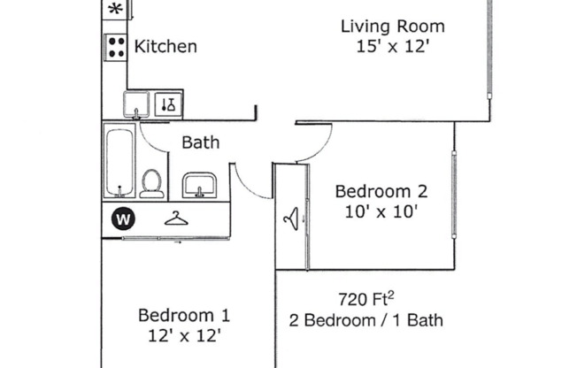 2 beds, 1 bath, 720 sqft, $1,995, Unit 321