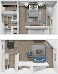 1 bed, 1.5 baths, 906 sqft, $825