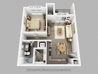 1 bed, 1 bath, 667 sqft, $1,667