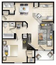 1 bed, 1 bath, 804 sqft, $1,556