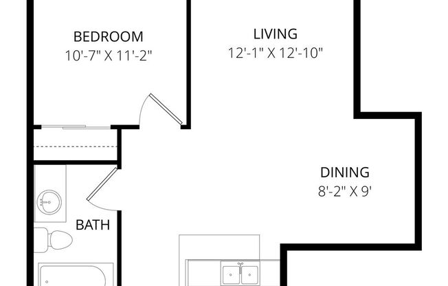 1 bed, 1 bath, 638 sqft, $1,893, Unit A204