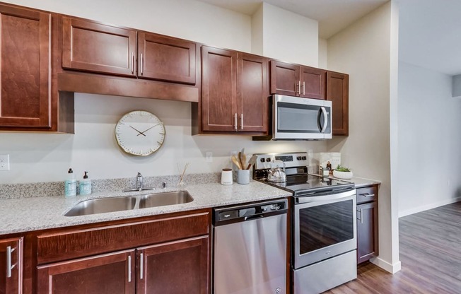 kitchen sink and stainless steel appliances