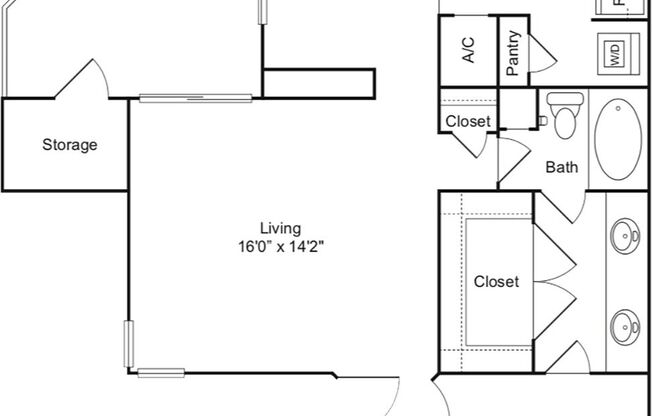1 bed, 1 bath, 825 sqft, $834