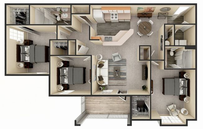 3 beds, 2 baths, 1,394 sqft, $1,632, Unit 3-3211