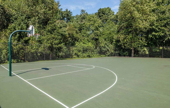 a court with a basketball hoop on it