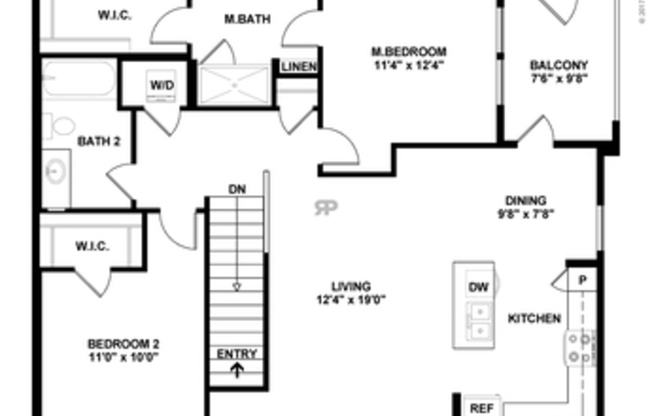 2 beds, 2 baths, 1,357 sqft, $2,124