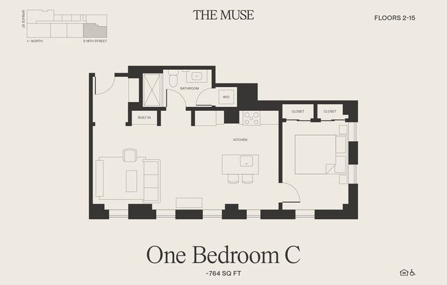 1 bed, 1 bath, 764 sqft, $2,840, Unit 805