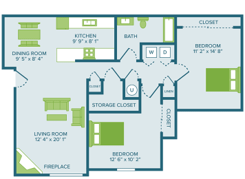 2 beds, 1 bath, 1,027 sqft, $1,245