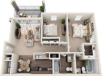 2 beds, 2 baths, 940 sqft, $1,324