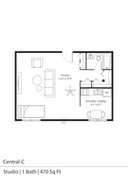 Studio, 1 bath, 470 sqft, $1,085