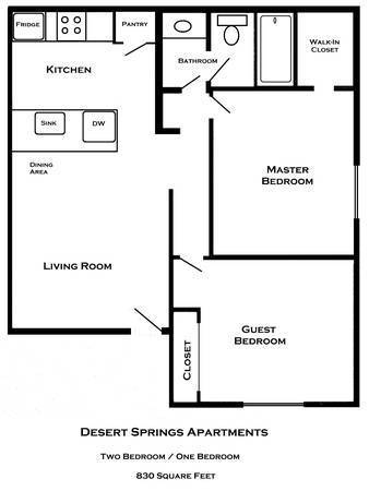 2 beds, 1 bath, 830 sqft, $1,349, Unit 166