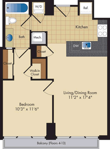 1 bed, 1 bath, 626 sqft, $2,488, Unit 813