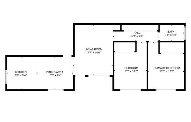 2 beds, 1 bath, $1,705, Unit 6417