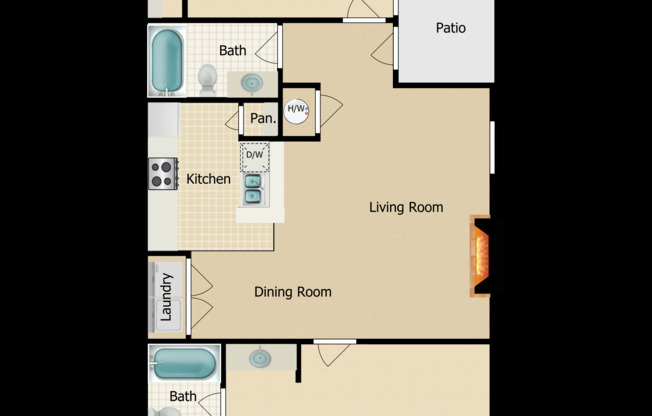 2 beds, 2 baths, 882 sqft, $1,396