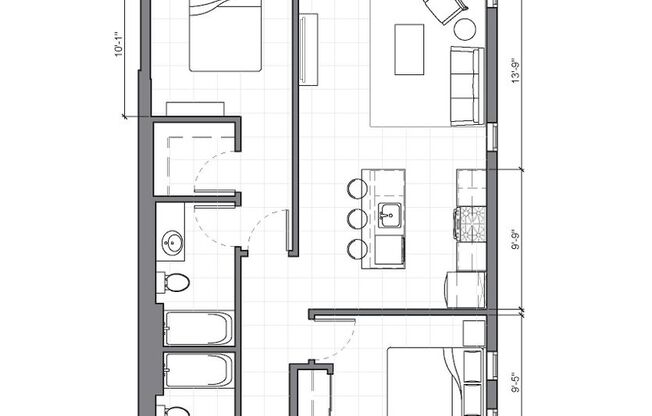 2 beds, 2 baths, 926 sqft, $3,295, Unit 301