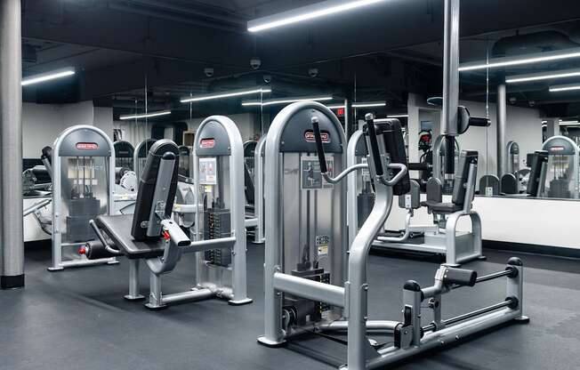 Gym with various equipment at Vera Cortez Hill, San Diego, California