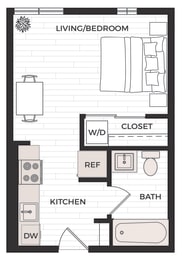 Studio, 1 bath, 383 sqft, $1,275