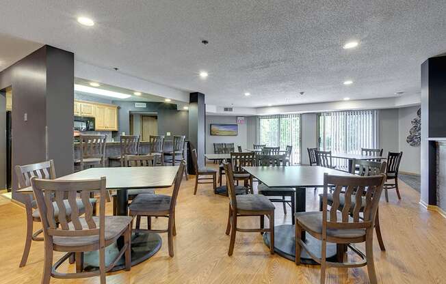 Community room with tables and chairs