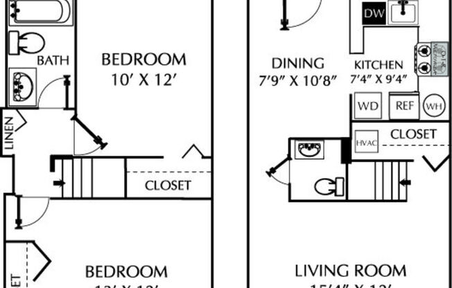 2 beds, 1.5 baths, 934 sqft, $1,682