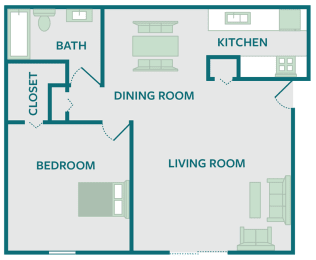 1 bed, 1 bath, 700 sqft, $970