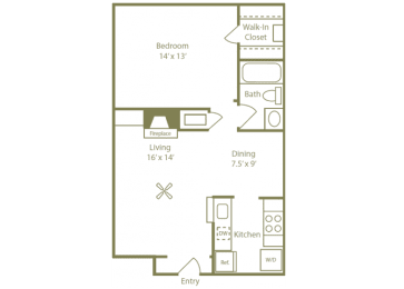 1 bed, 1 bath, 640 sqft, $1,399