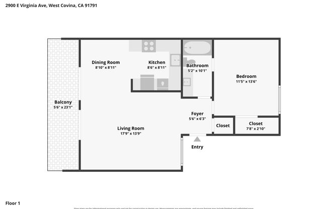 1 bed, 1 bath, 800 sqft, $2,345, Unit 30