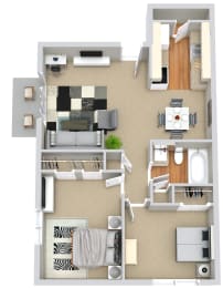 2 beds, 1 bath, 760 sqft, $1,258