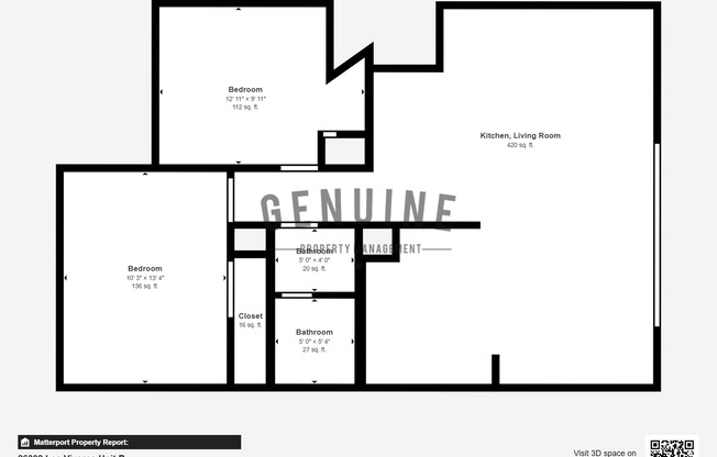 2 beds, 1 bath, $2,600