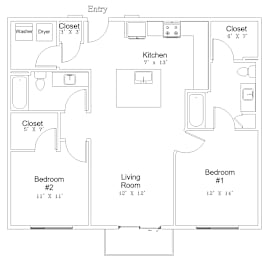 2 beds, 2 baths, 1,071 sqft, $1,975