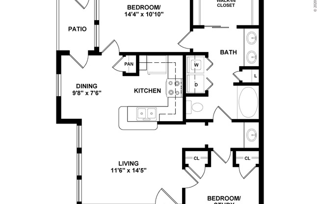 2 beds, 1 bath, 936 sqft, $1,273