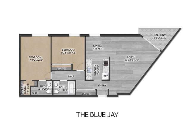 2 beds, 2 baths, 1,025 sqft, $1,660