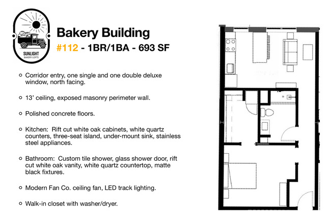 1 bed, 1 bath, 526 sqft, $1,245, Unit 112