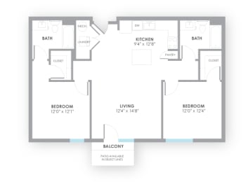 2 beds, 2 baths, 1,046 sqft, $1,689