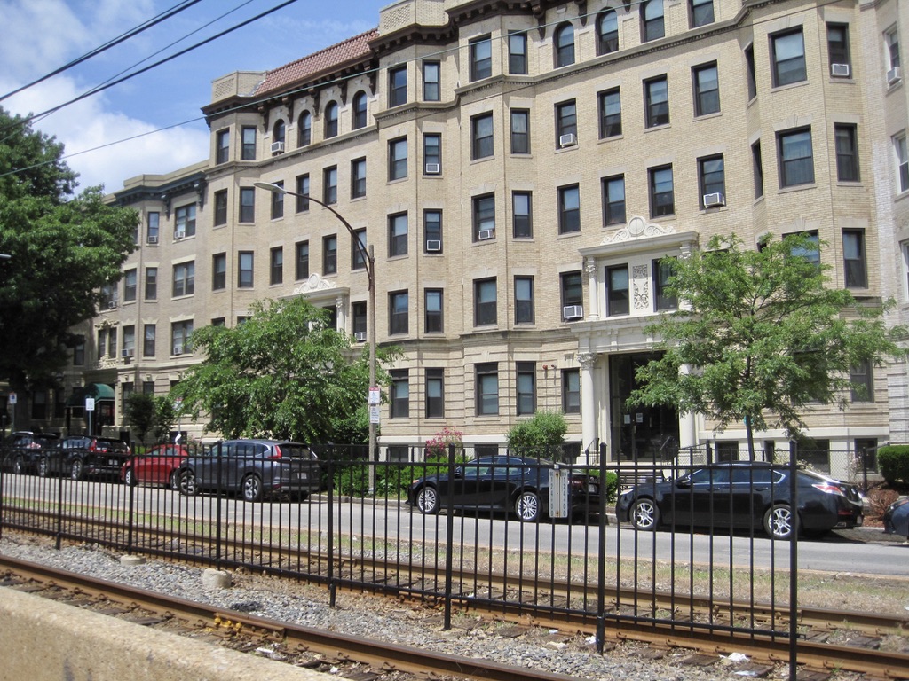 Green Line Tracks on Commonwealth Ave in Allston