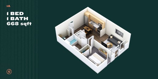 1 bed, 1 bath, 668 sqft, $1,716