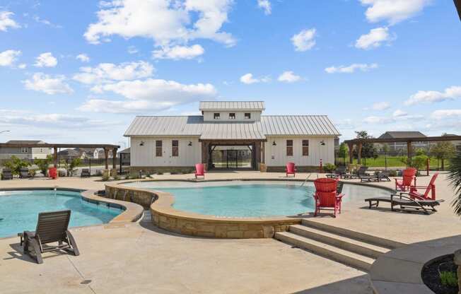 our apartments showcase an unique swimming pool at Beacon at Presidential Heights, Texas
